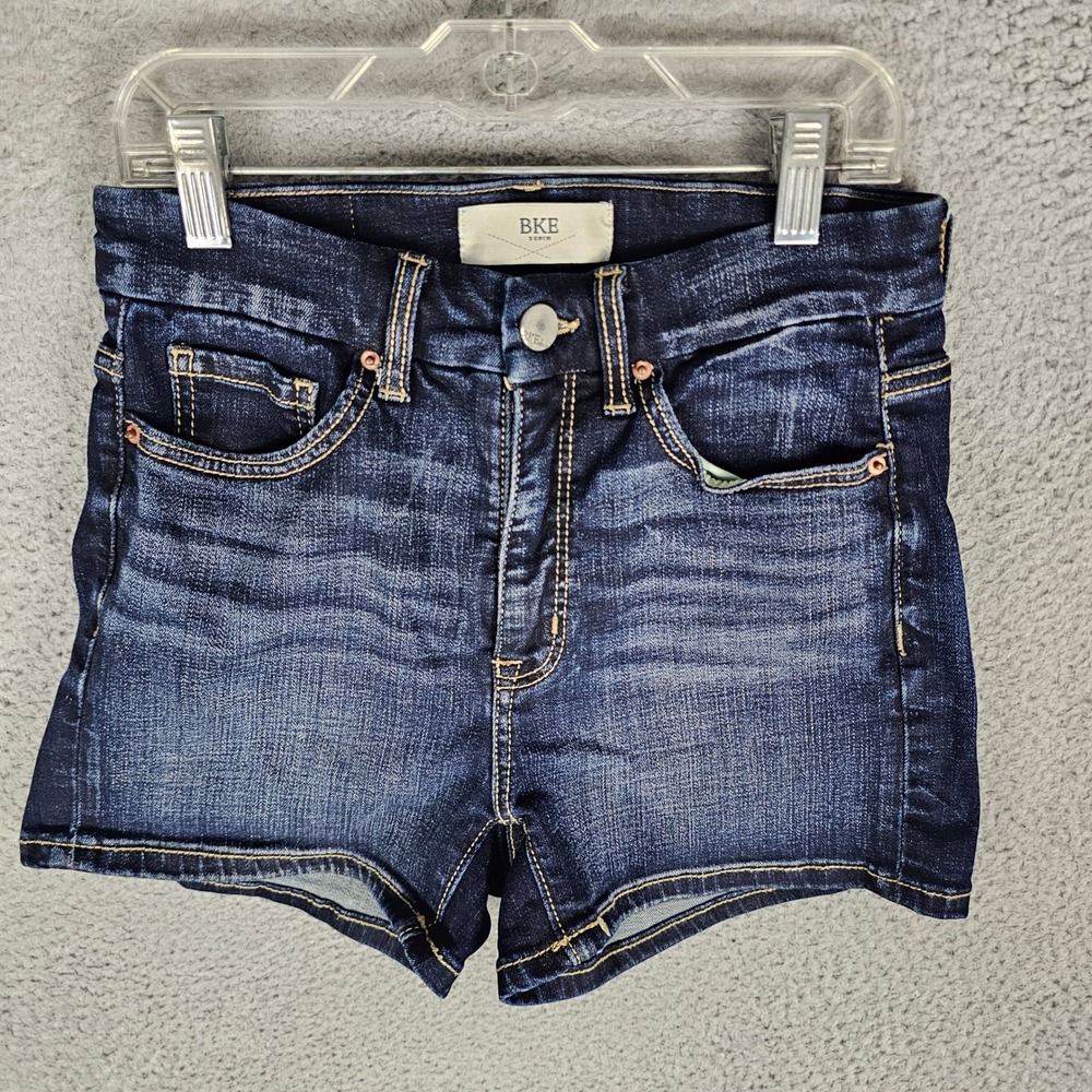BKE Denim Shorts Womens 24 Blue Dark Wash High Rise Stretch Jean Shorts